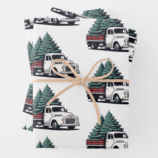Christmas Wrapping Paper | Tree Truck Pattern (In situ)