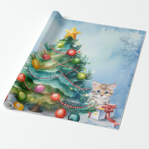 Christmas Wrapping Paper with cats playing