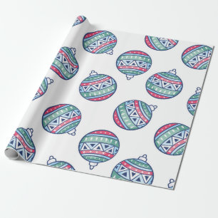 Christmas Wrapping Paper with Colorful Ornaments