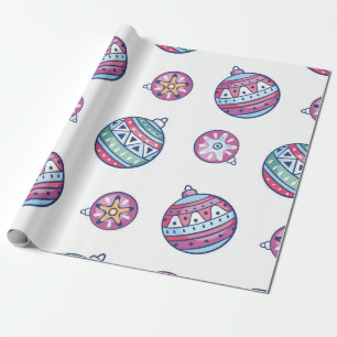 Christmas Wrapping Paper with Colourful Balls