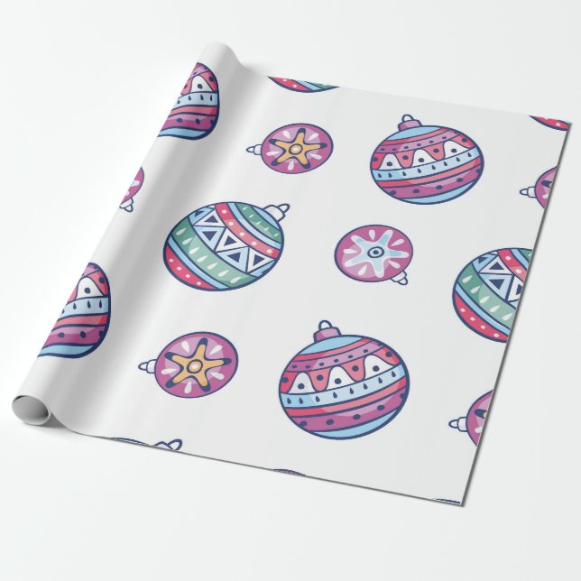 Christmas Wrapping Paper with Colourful Balls (Unrolled)