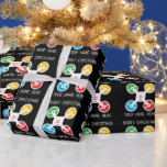 Christmas wrapping paper with fun drone silhouette<br><div class="desc">Christmas wrapping paper with fun drone silhouette.  Fun Holiday gift wrap rolls for children and adults. Black or custom color background. Toy drone with personalize name and greeting. Cool design for boy,  son,  grandson,  nephew,  dad,  father,  husband,  brother,  co worker,  boss etc.</div>