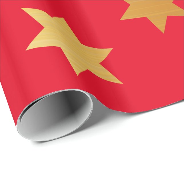 Christmas wrapping paper with golden stars (Roll Corner)
