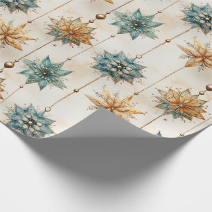 Christmas Wrapping Paper with Green Ornaments