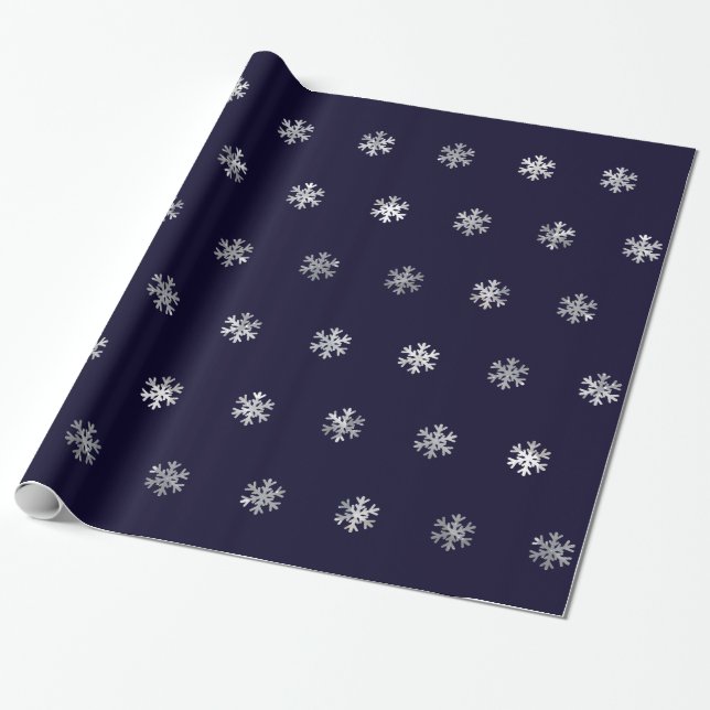 Christmas wrapping paper with silver snowflakes (Unrolled)