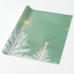 Christmas wrapping paper with white trees