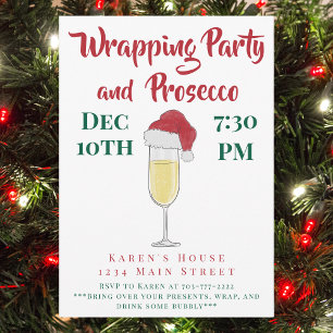 Christmas Wrapping Party and Prosecco Ladies Night Invitation
