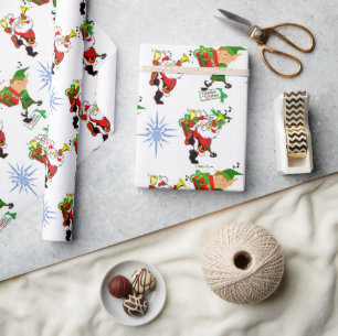 Christmas Wrapping  Santa Elf Snowman Wrapping Paper