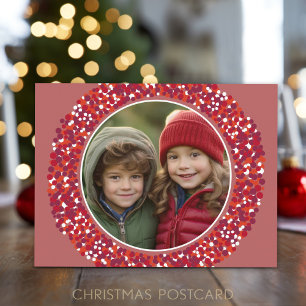 Christmas Wreath 1 Photo with red berries Holiday Postcard