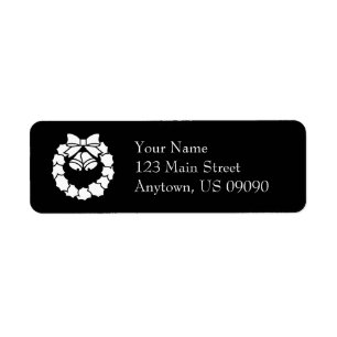 Christmas Wreath Address Labels (Black)