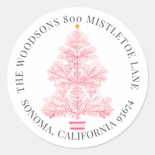 Christmas Wreath And Stocking Return Address  Classic Round Sticker