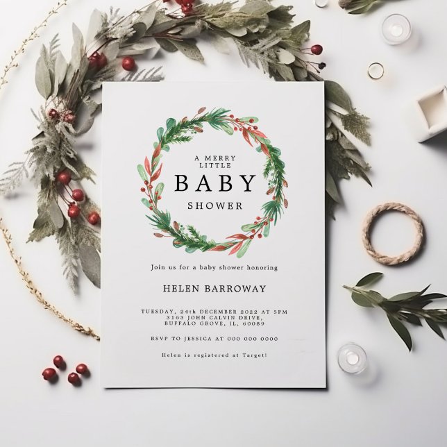 Christmas Wreath Baby Shower Invitation (Creator Uploaded)
