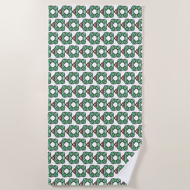 christmas wreath beach towel (Front)
