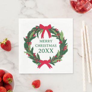 Christmas Wreath Botanicals Foliage Holiday CUSTOM Napkin