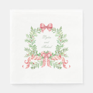 Christmas Wreath Candy Cane Bow Napkin