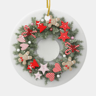 Christmas Wreath Ceramic Ornament