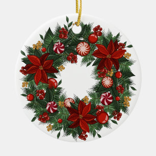 Christmas Wreath  Ceramic Ornament