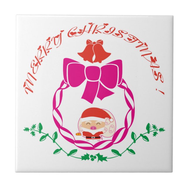 Christmas wreath ceramic tile (Front)
