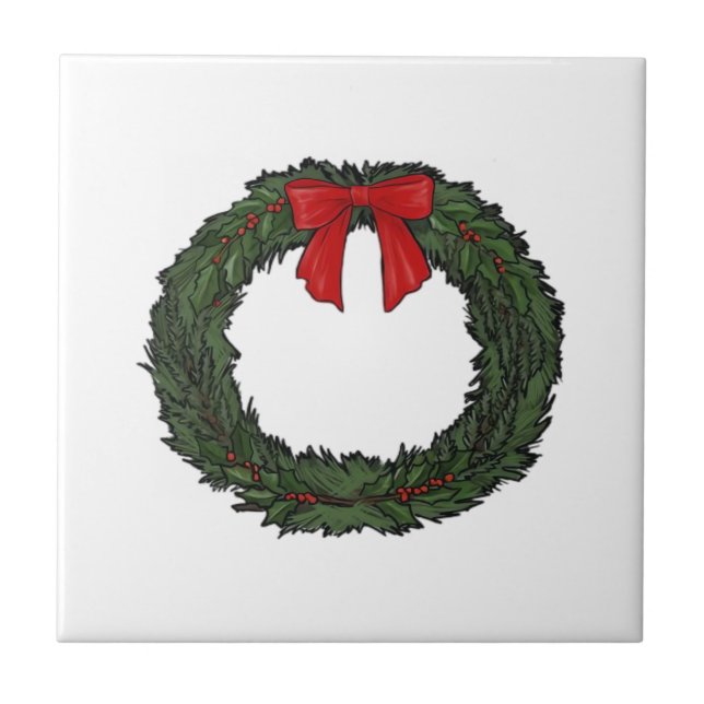Christmas Wreath Classic Ceramic Tile (Front)