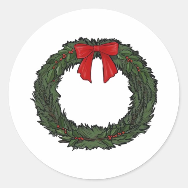 Christmas Wreath Classic Round Sticker (Front)