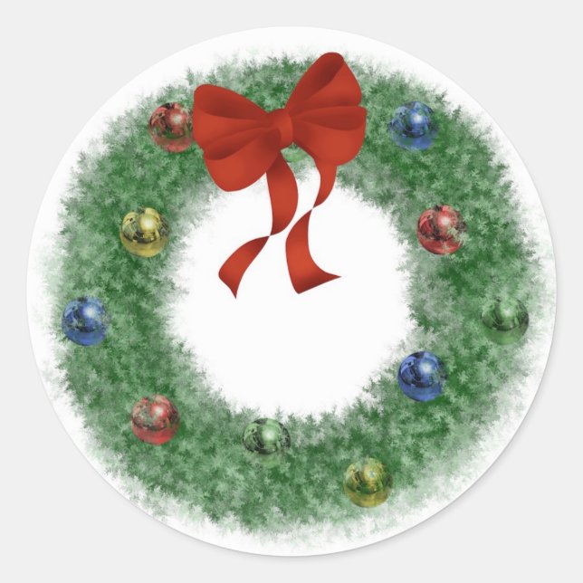 Christmas Wreath Classic Round Sticker (Front)