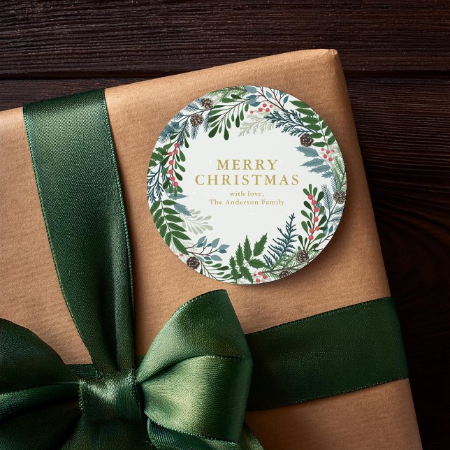 Christmas Wreath Classic Round Sticker (Creator Uploaded)