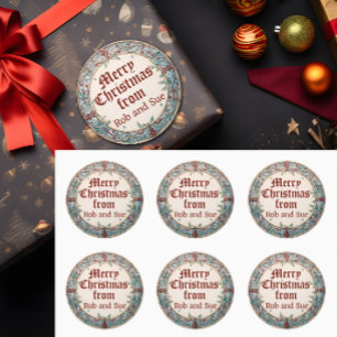 Christmas Wreath Classic Round Sticker