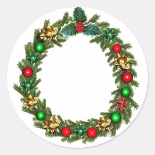 Christmas Wreath Classic Round Sticker