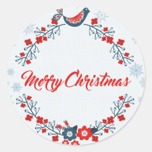 Christmas Wreath Classic Round Sticker