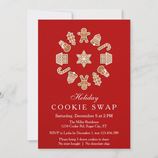 Christmas Wreath Cookie Swap Invitation (Front)