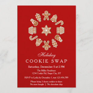 Christmas Wreath Cookie Swap Invitation