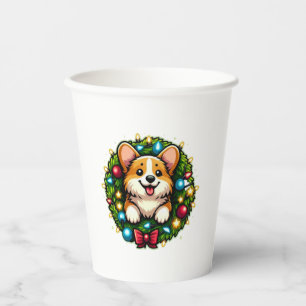 Christmas Wreath Corgi Classic T-Shirt Paper Cups