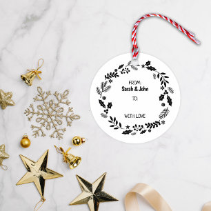 Christmas Wreath Couple Tag  Rubber Stamp