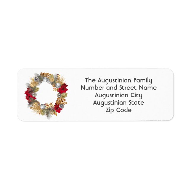 Christmas Wreath Custom Return Address Label (Front)