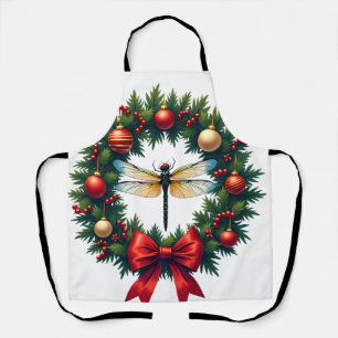 Christmas Wreath Dragonfly Apron