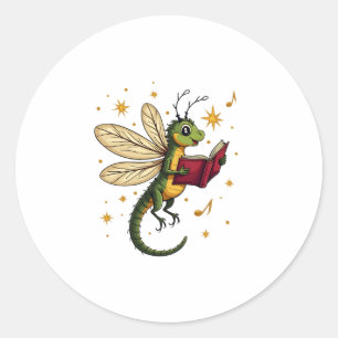 Christmas Wreath Dragonfly Classic Round Sticker