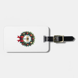 Christmas Wreath Dragonfly Luggage Tag