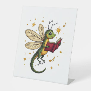 Christmas Wreath Dragonfly Pedestal Sign