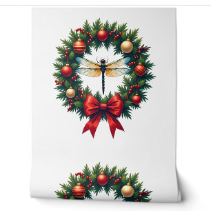 Christmas Wreath Dragonfly Wallpaper