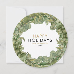 Christmas Wreath Elegant Modern Chic Typographic Holiday Card