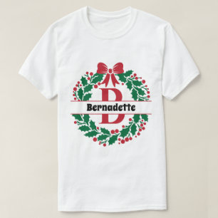 Christmas wreath Family Matching Name letter B T-Shirt