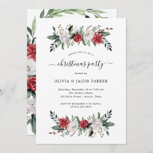 Christmas Wreath   Floral Christmas Party Invitation