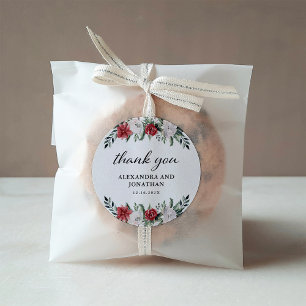 Christmas Wreath   Floral Holiday Wedding Classic  Round Sticker
