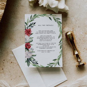 Christmas Wreath   Floral Holiday Wedding Details Enclosure Card