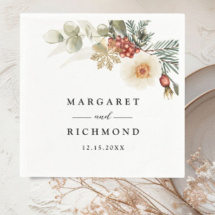 Christmas Wreath Floral Winter Wedding Paper Napkin