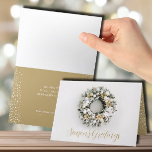 Christmas Wreath Folded Business Holiday Card