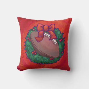 Christmas Wreath Football on Red Cushion