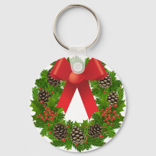 Christmas Wreath for the Holidays Key Ring