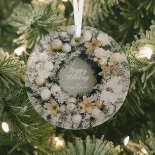 Christmas Wreath Glass Tree Decoration