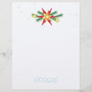Christmas Wreath Gold Star Letter to Santa XMAS Custom Letterhead